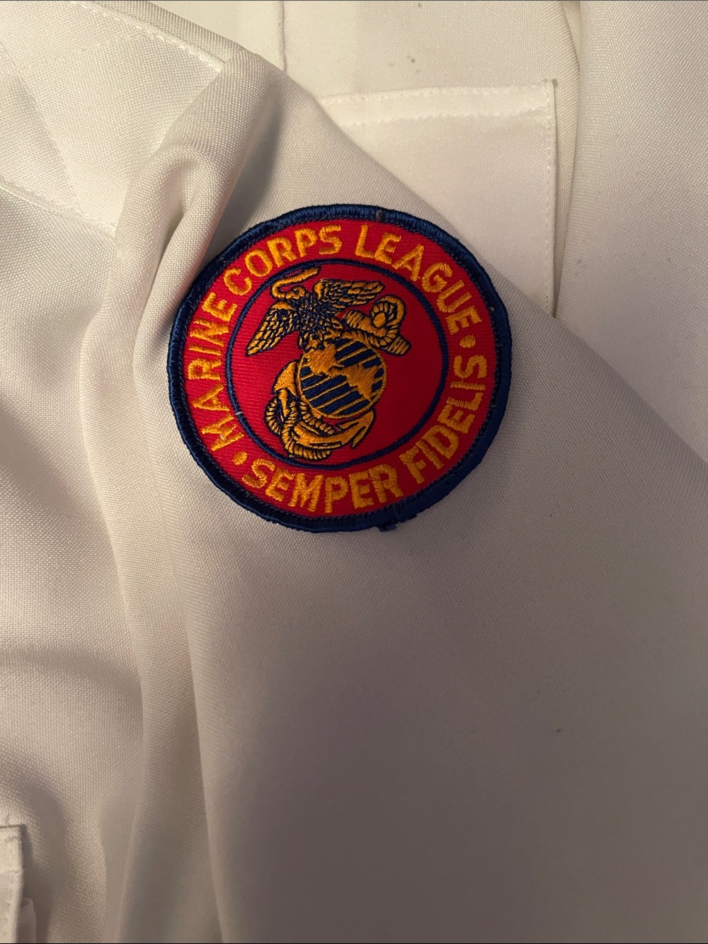 White Tex-Trop Marines Uniform Shirts  (2) with Patches, and embroidery on back - Picture 4 of 4